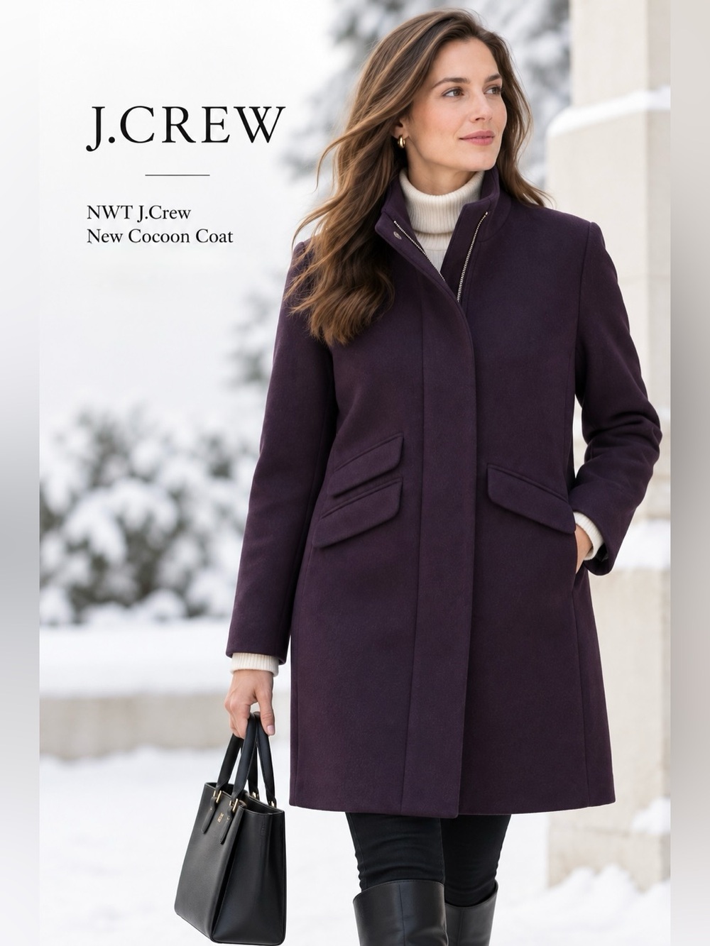 NWT J.Crew New Cocoon Coat in Italian stadium-cloth. Best Seller! $375